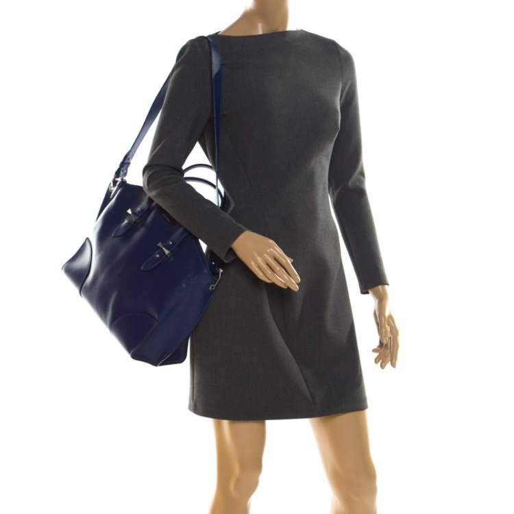 Pre Owned Alexander McQueen Blue Leather Legend Satchel