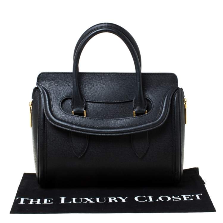 Pre Owned Alexander McQueen Black Leather Medium Heroine Tote