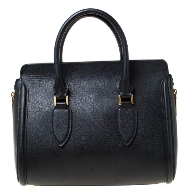 Pre Owned Alexander McQueen Black Leather Medium Heroine Tote