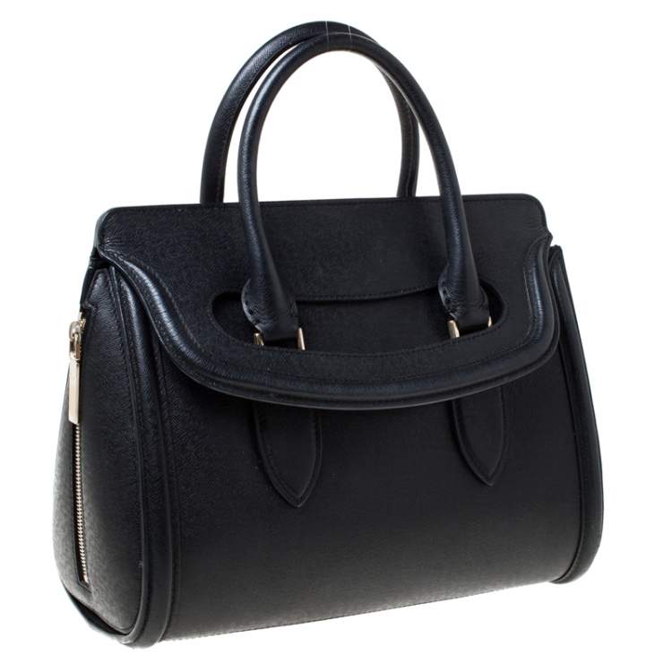Pre Owned Alexander McQueen Black Leather Medium Heroine Tote