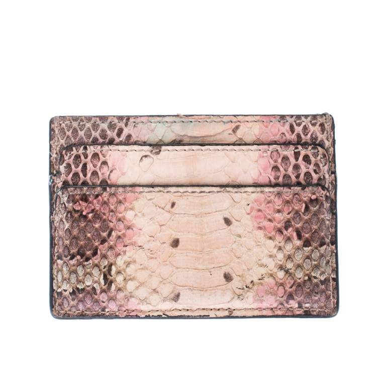 Pre Owned Alexander McQueen Beige/Pink Python Skull Card Holder