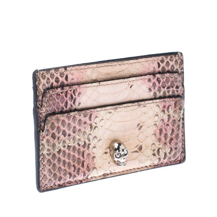 Pre Owned Alexander McQueen Beige/Pink Python Skull Card Holder