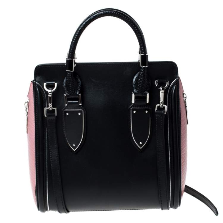 Pre Owned Alexander McQueen Black/Pink Leather Small Heroine Satchel