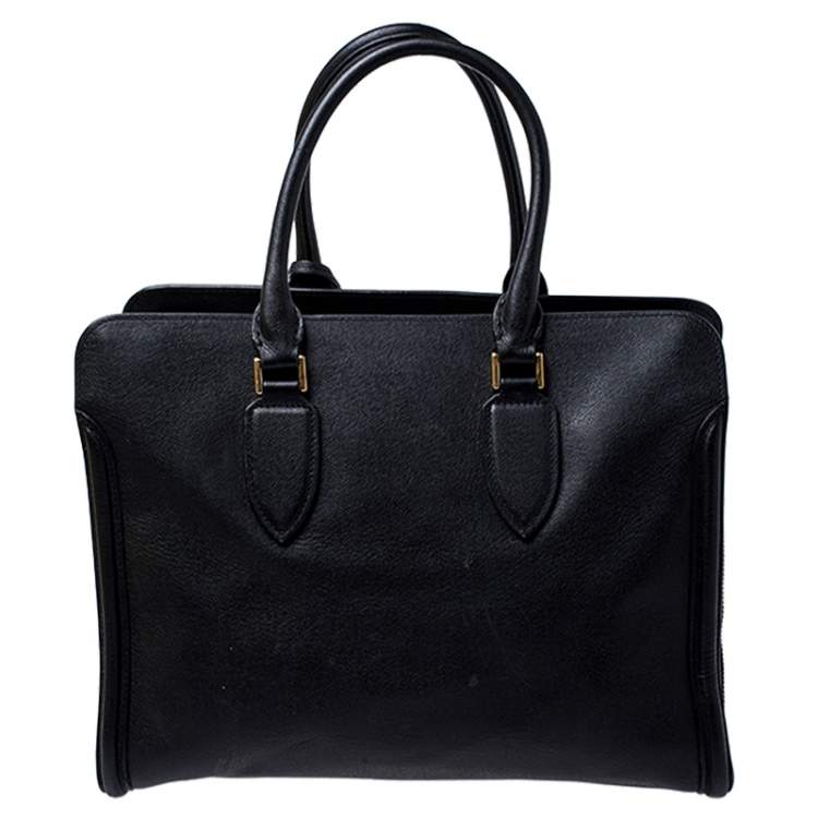 Pre Owned Alexander McQueen Black Leather Heroine Open Tote
