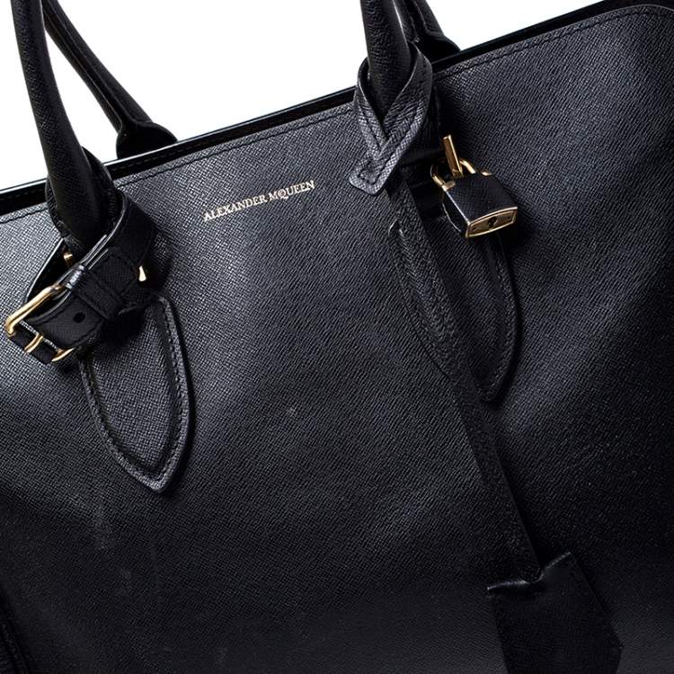 Pre Owned Alexander McQueen Black Leather Heroine Open Tote