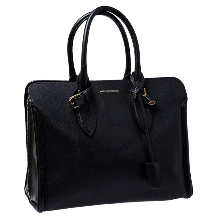Pre Owned Alexander McQueen Black Leather Heroine Open Tote