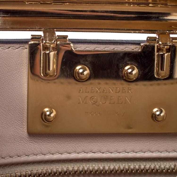 Pre Owned Alexander McQueen Neon Orange Patent Leather Clutch 