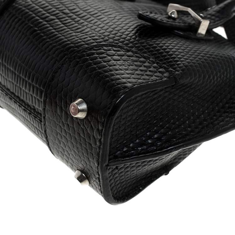 Pre Owned Alexander McQueen Black Lizard Embossed Leather Legend Crossbody Bag