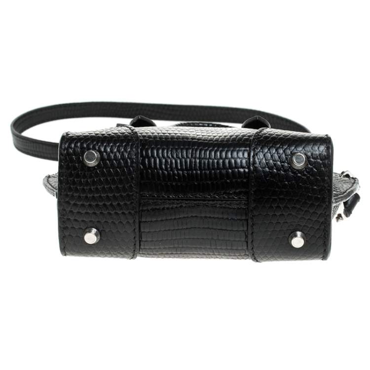 Pre Owned Alexander McQueen Black Lizard Embossed Leather Legend Crossbody Bag