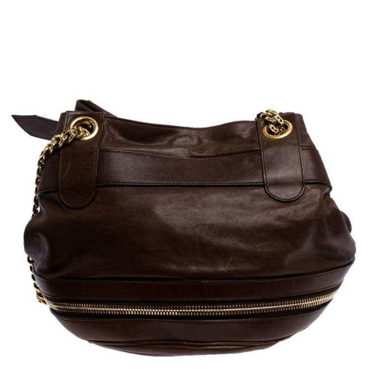 Pre Owned Alexander McQueen Brown Leather Faithful Bucket Tote