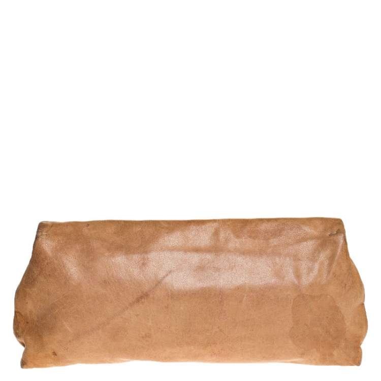 Pre Owned Alexander McQueen Beige Leather Faithful Glove Clutch