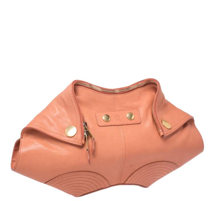 Pre Owned Alexander McQueen Orange Leather Medium De Manta Clutch