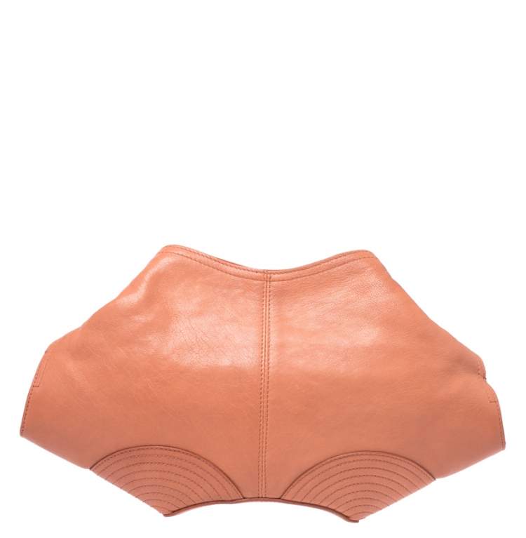 Pre Owned Alexander McQueen Orange Leather Medium De Manta Clutch