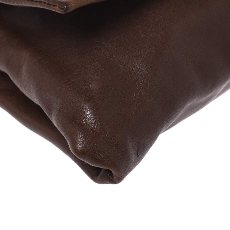 Pre Owned Alexander McQueen Brown Leather Faithful Glove Clutch