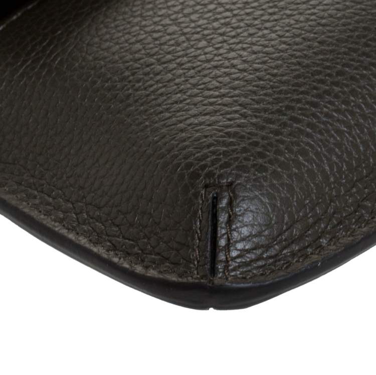 Pre Owned Alexander McQueen Dark Grey Leather Zip Pouch