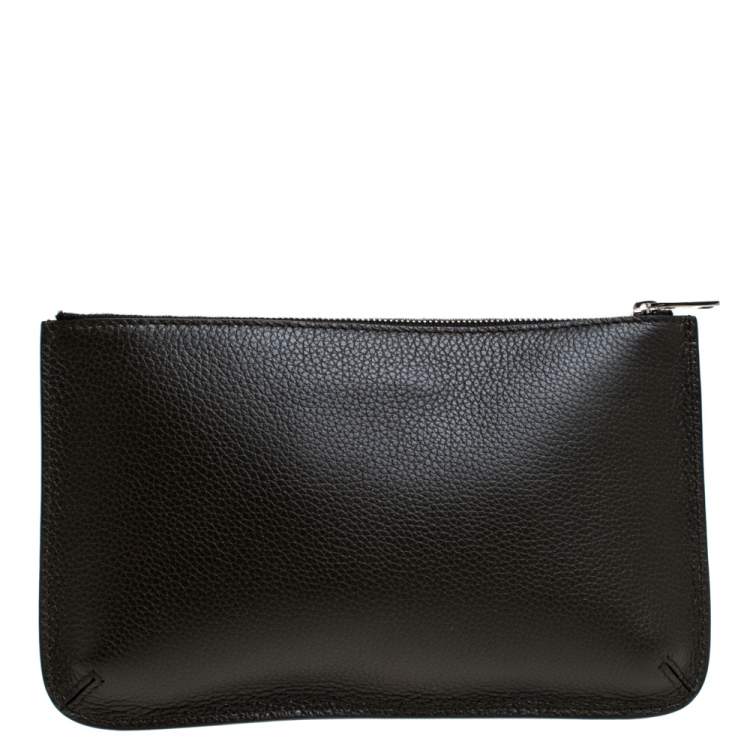 Pre Owned Alexander McQueen Dark Grey Leather Zip Pouch