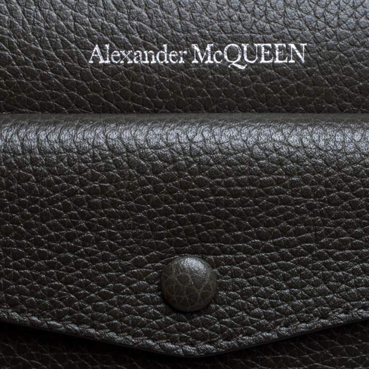 Pre Owned Alexander McQueen Dark Grey Leather Zip Pouch