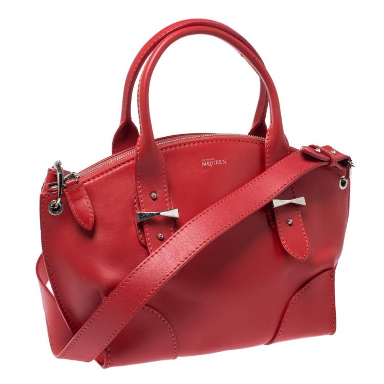 Pre Owned Alexander McQueen Red Leather Small Legend Tote 