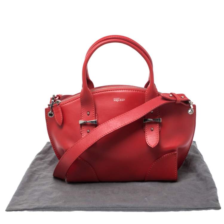 Pre Owned Alexander McQueen Red Leather Small Legend Tote 