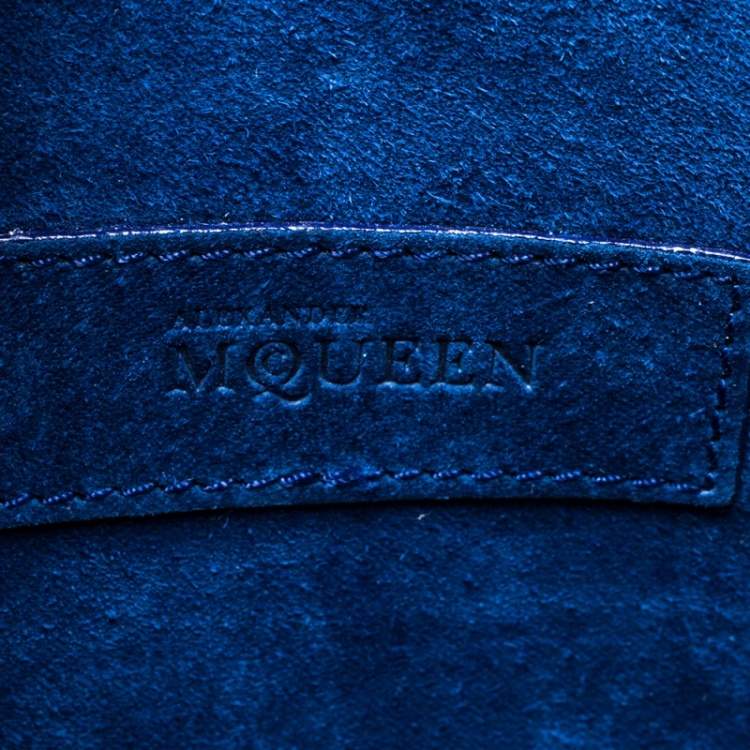 Pre Owned Alexander McQueen Blue Leather Crystal Lucite Heroine Shoulder Bag