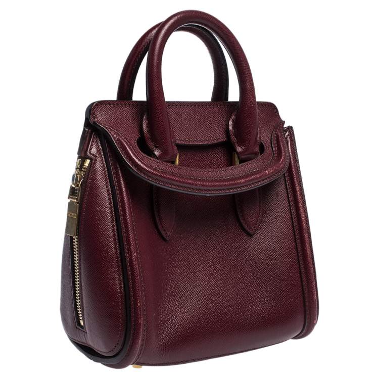 Pre Owned Alexander McQueen Burgundy Leather Mini Heroine Bag