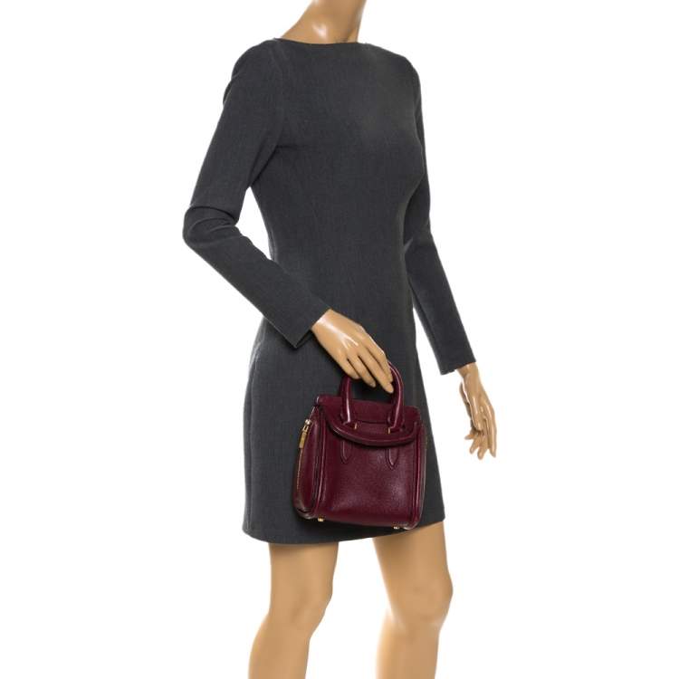 Pre Owned Alexander McQueen Burgundy Leather Mini Heroine Bag