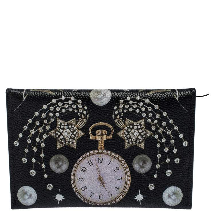 Pre Owned Alexander McQueen Black Leather Skull Card Case