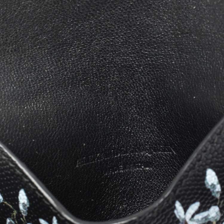 Pre Owned Alexander McQueen Black Leather Skull Card Case