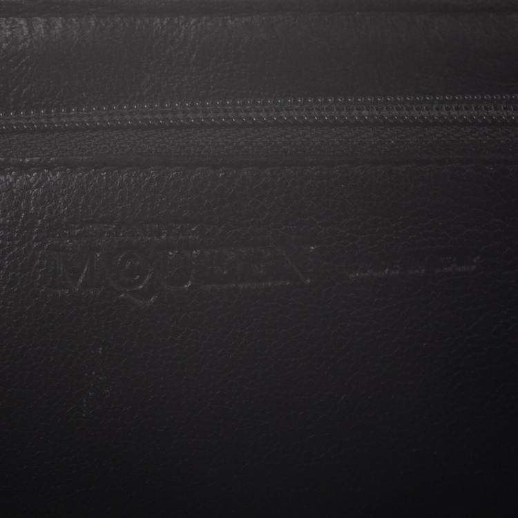 Pre Owned Alexander McQueen Black Leather Zip Around Wallet 
