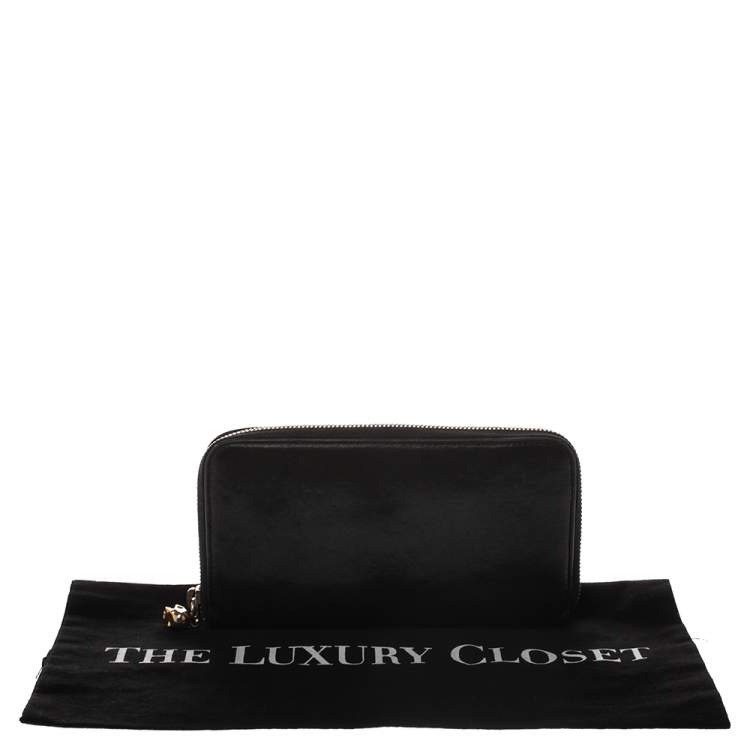 Pre Owned Alexander McQueen Black Leather Zip Around Wallet 