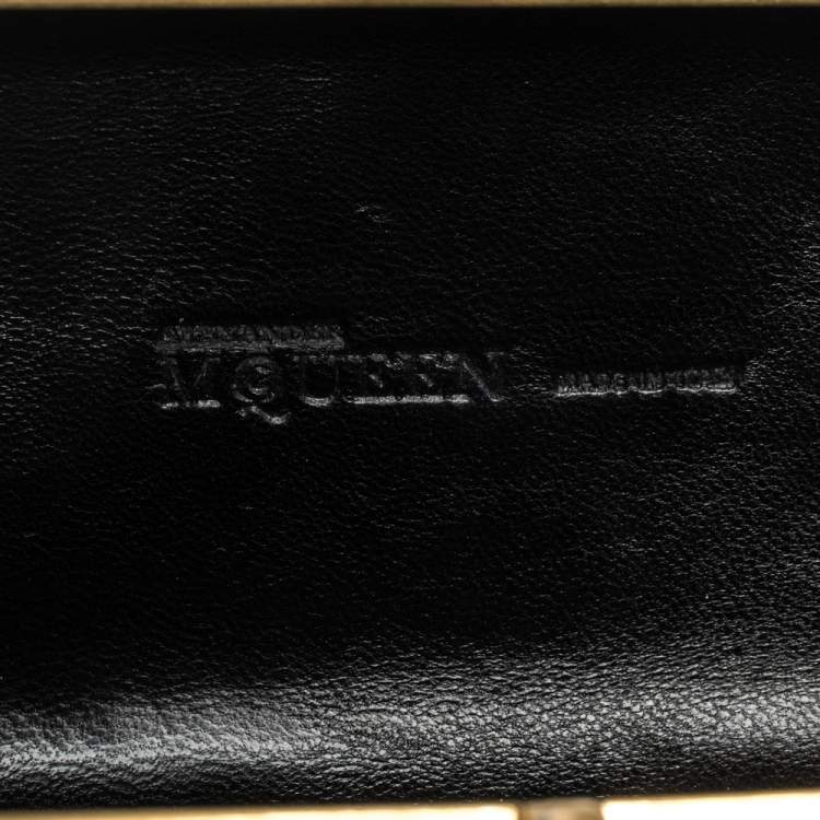 Pre Owned Alexander McQueen Black Leather Shark Teeth Skull Clutch