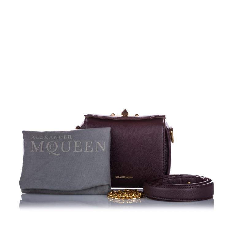 Pre Owned Alexander McQueen Burgundy Leather  Box 16 Bag