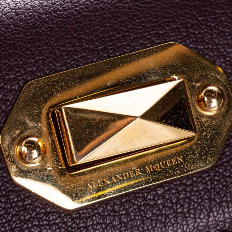 Pre Owned Alexander McQueen Burgundy Leather  Box 16 Bag