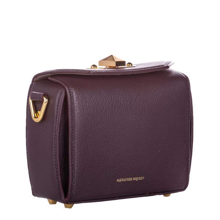 Pre Owned Alexander McQueen Burgundy Leather  Box 16 Bag