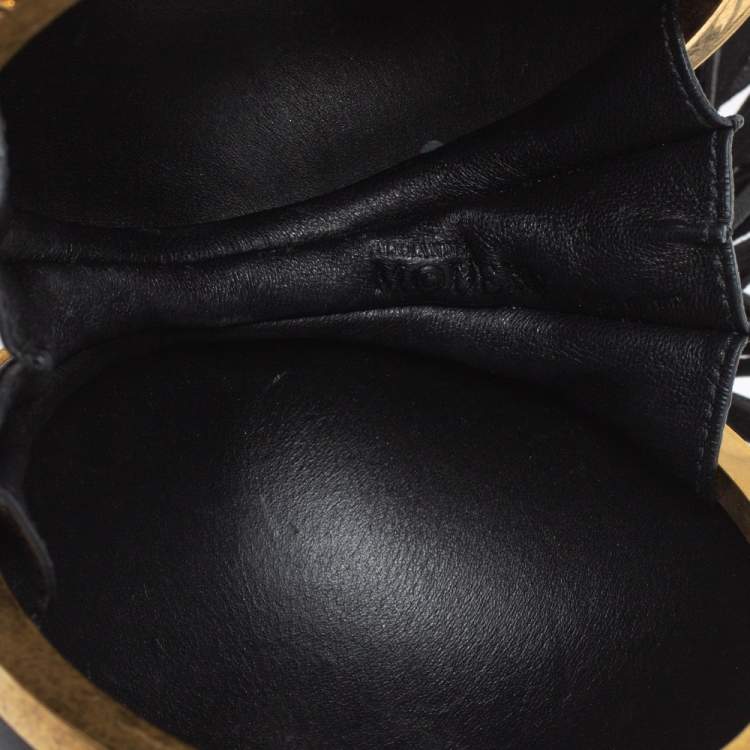 Pre Owned Alexander McQueen Black Leather Sphere Skull Ball Clutch Bag