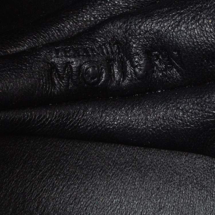 Pre Owned Alexander McQueen Black Leather Sphere Skull Ball Clutch Bag
