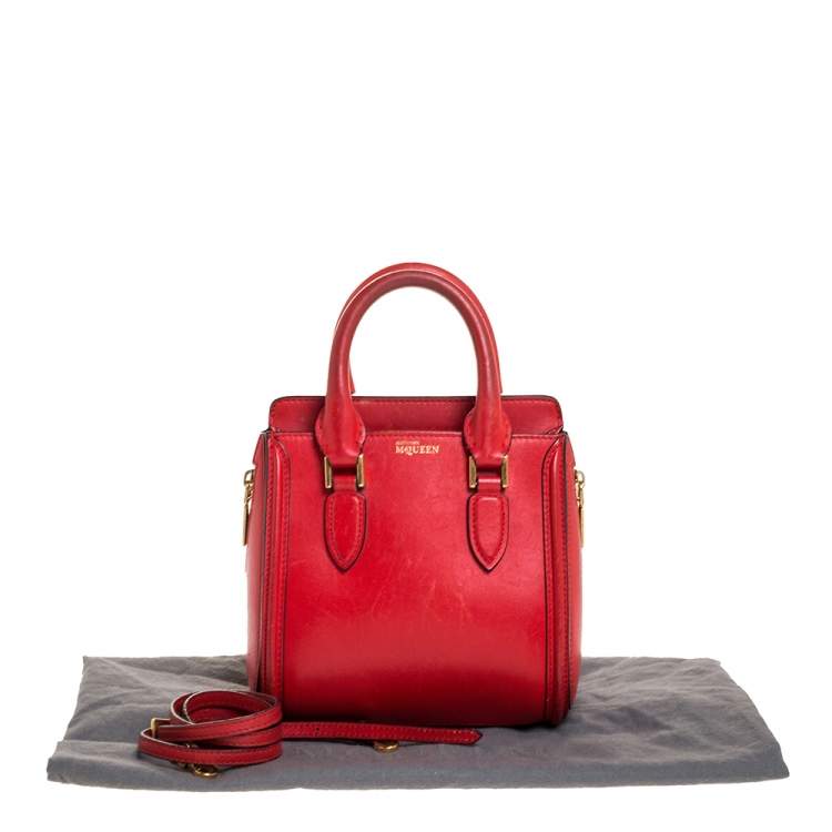 Pre Owned Alexander McQueen Red Leather Mini Heroine Bag