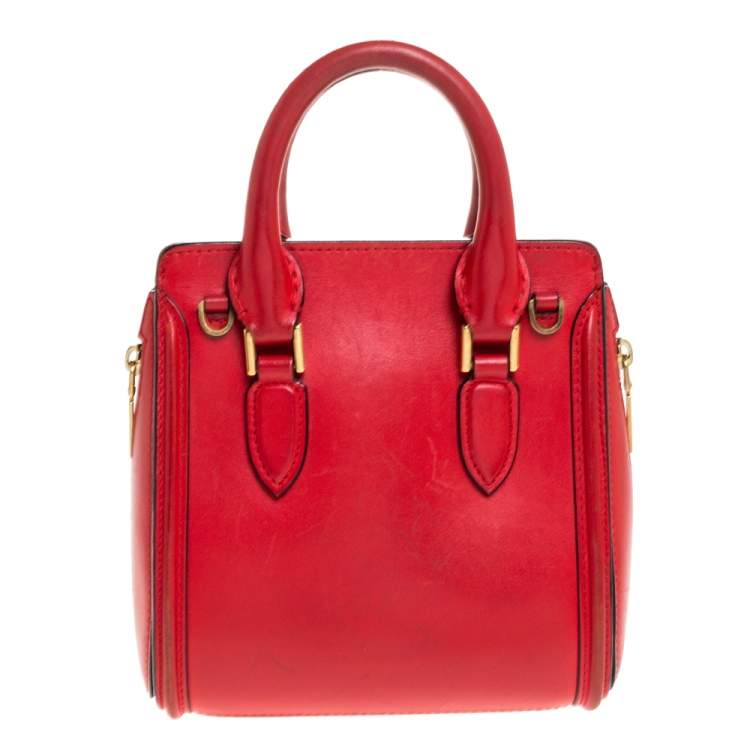 Pre Owned Alexander McQueen Red Leather Mini Heroine Bag