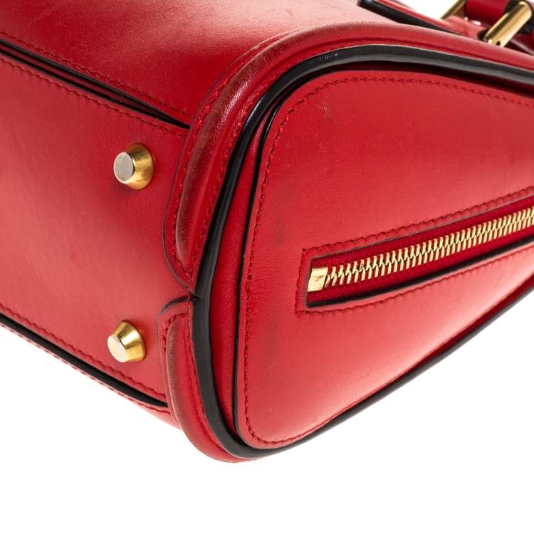 Pre Owned Alexander McQueen Red Leather Mini Heroine Bag