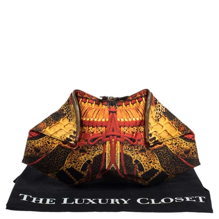 مملوكة مسبقًا Alexander McQueen Multicolor Printed Satin Medium De Manta Clutch