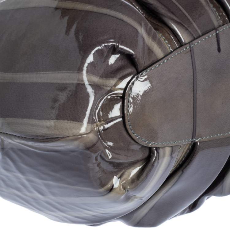 Pre Owned Alexander McQueen Grey Patent Leather Elvie Satchel