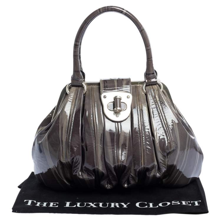Pre Owned Alexander McQueen Grey Patent Leather Elvie Satchel