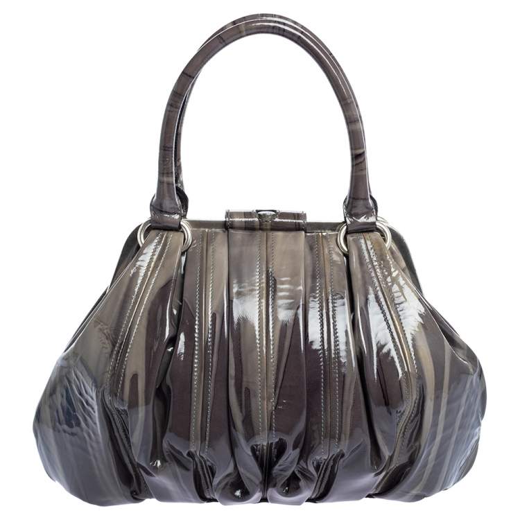 Pre Owned Alexander McQueen Grey Patent Leather Elvie Satchel