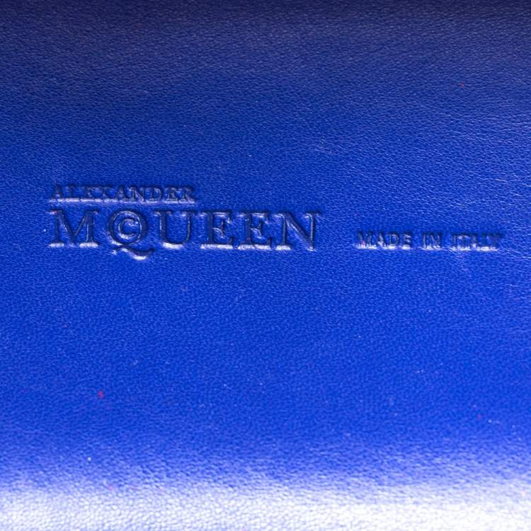 Pre Owned Alexander McQueen Royal Blue Python Skull Clutch