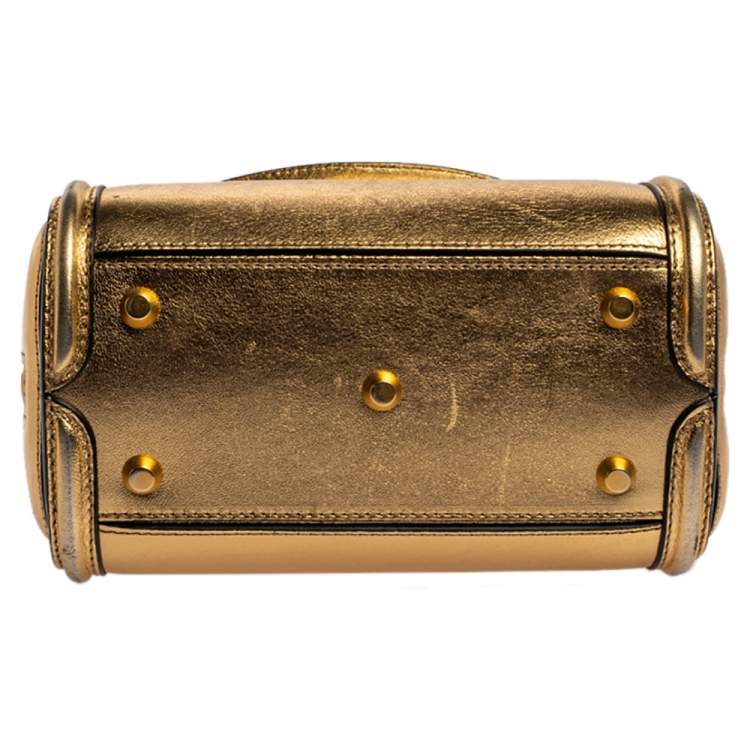Pre Owned Alexander McQueen Metallic Gold Leather Mini Heroine Bag