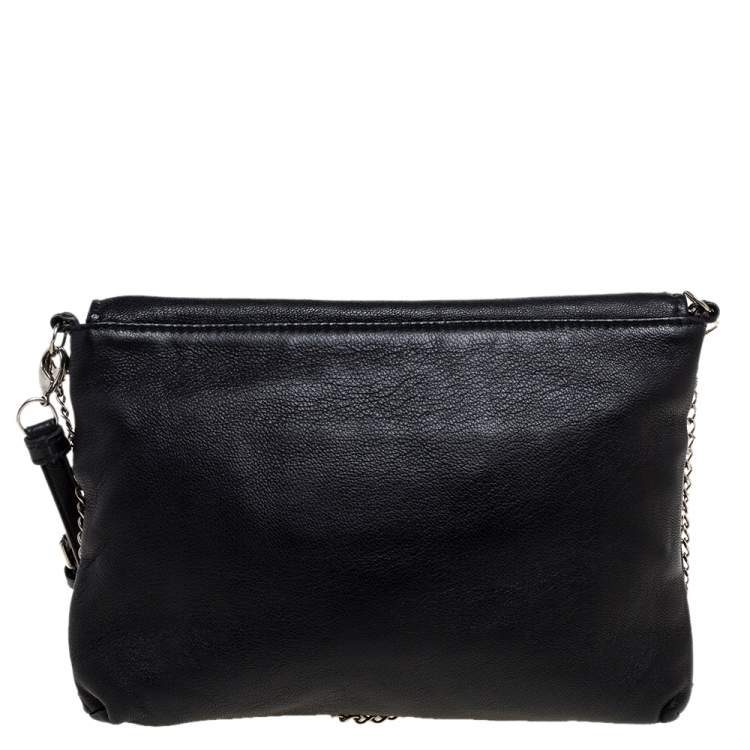 مملوكة مسبقًا Alexander McQueen Black Leather Skull  Flap Chain Clutch