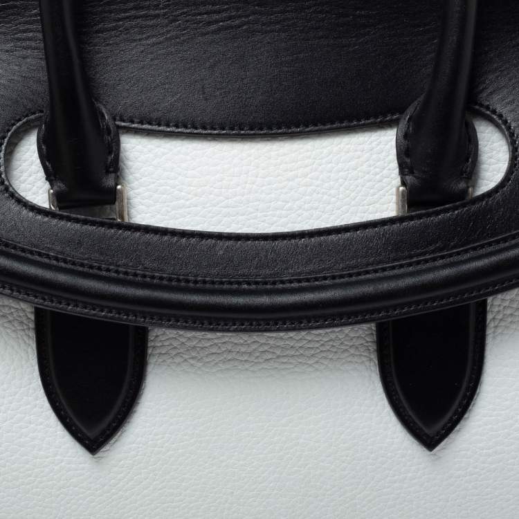 Pre Owned Alexander McQueen Black/White Leather Medium Heroine Satchel