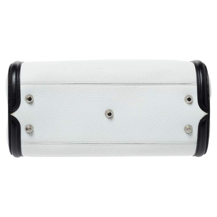 Pre Owned Alexander McQueen Black/White Leather Medium Heroine Satchel