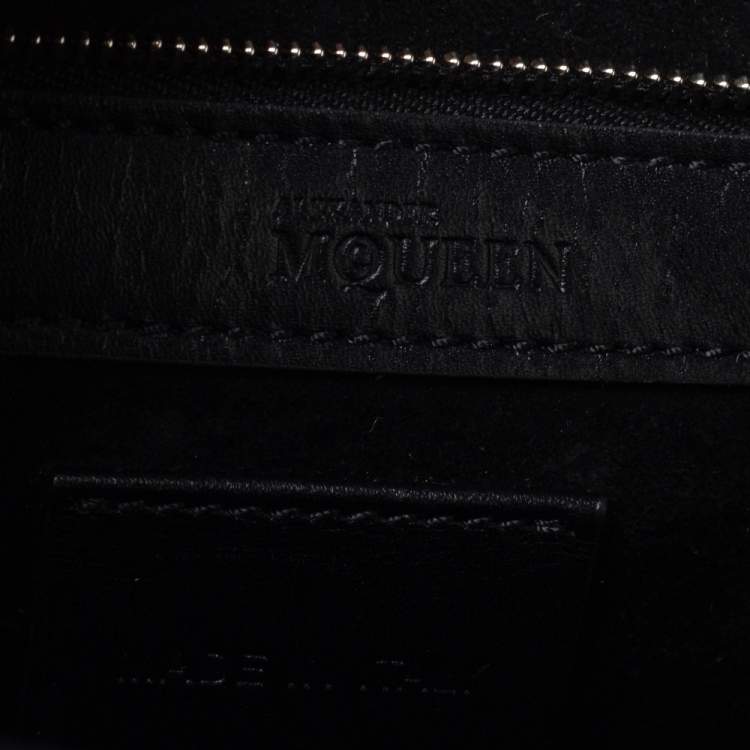 Pre Owned Alexander McQueen Black/White Leather Medium Heroine Satchel