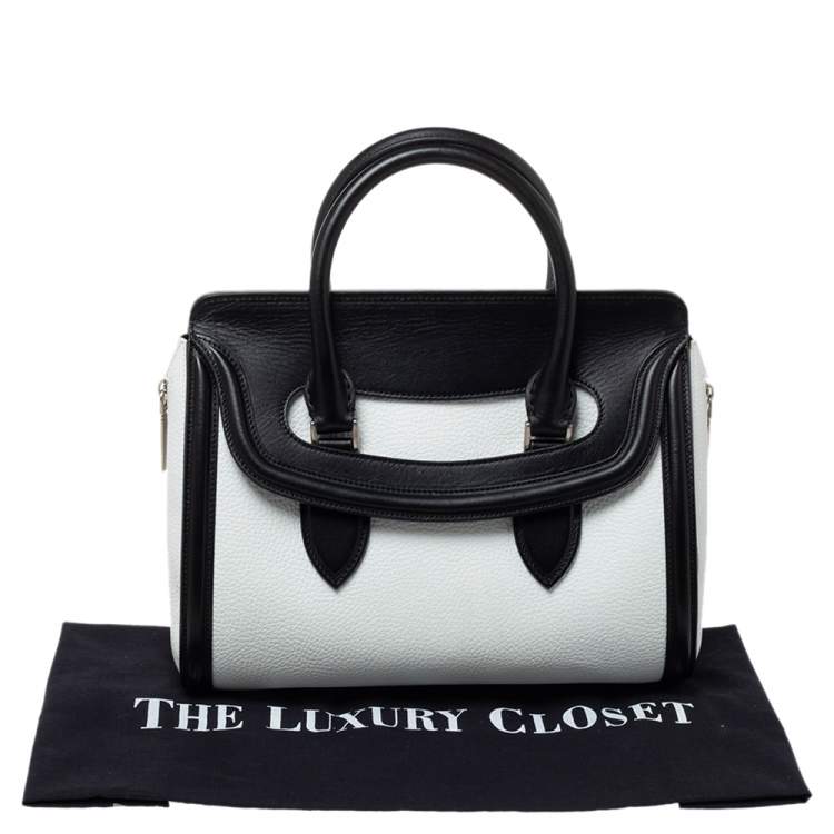 Pre Owned Alexander McQueen Black/White Leather Medium Heroine Satchel